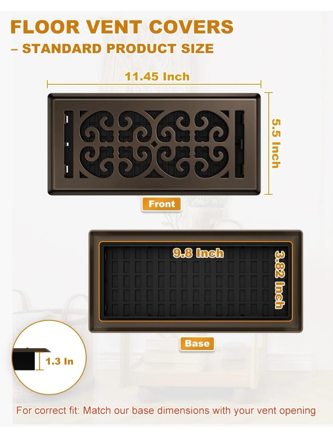 Bronze Floor Vent Covers - 5 Pack 4"x10" FR5 - photo 3