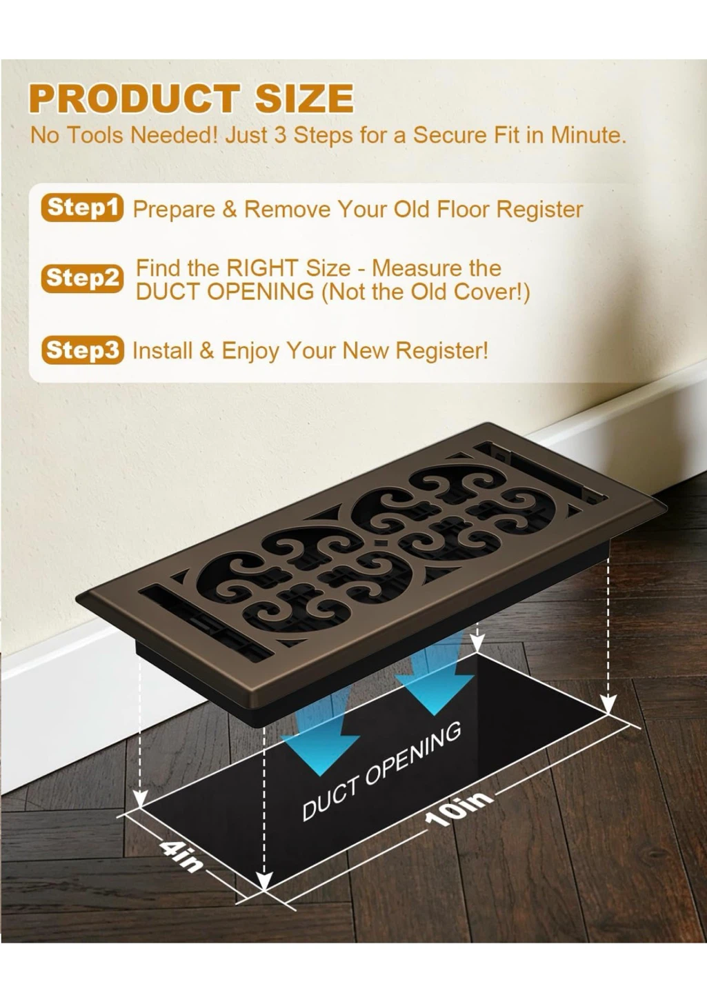 Bronze Floor Vent Covers - 5 Pack 4"x10" FR5 - photo 5