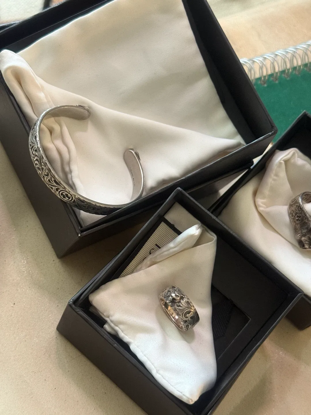 Gucci Silver Bracelet and Rings Set