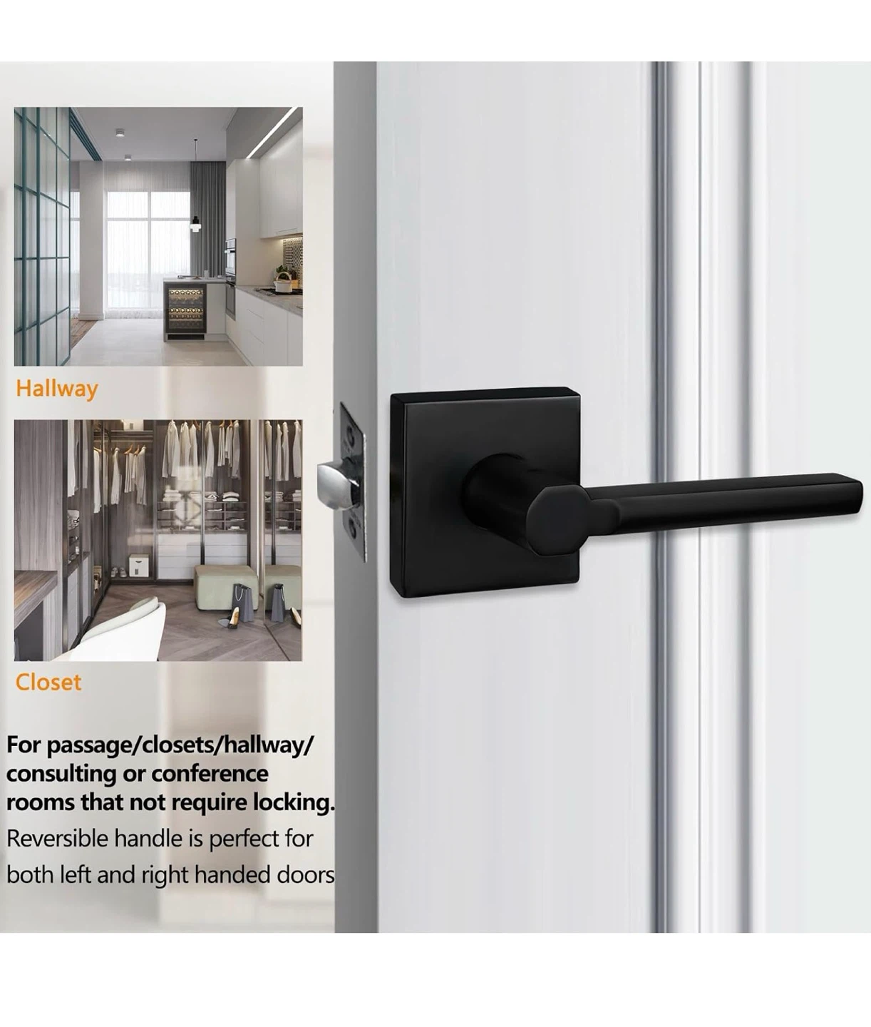 NEWBANG 6 Pack Hall/Closet Lever Handle Lock - Matt Black LHC - photo 2