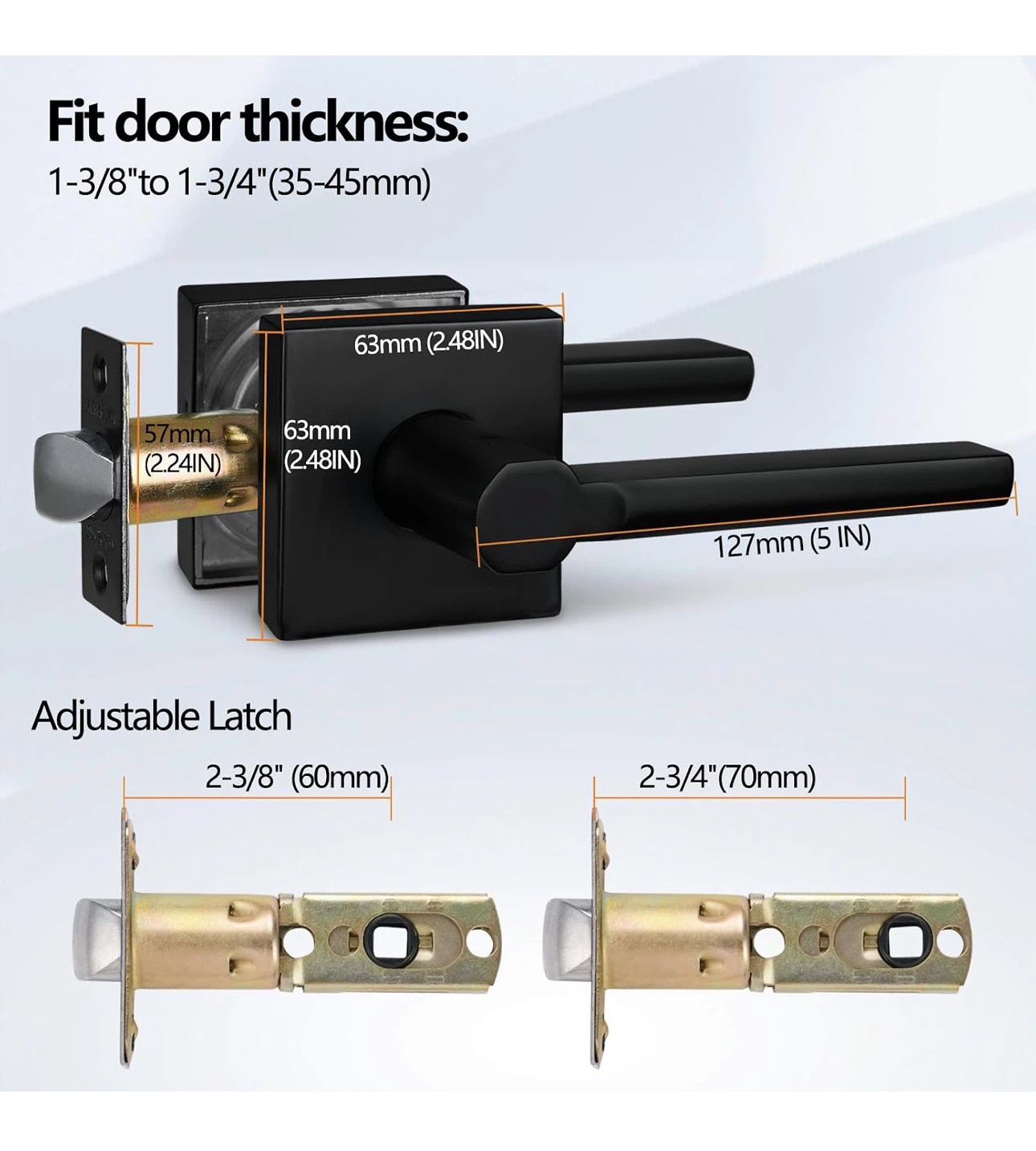 NEWBANG 6 Pack Hall/Closet Lever Handle Lock - Matt Black LHC - photo 3