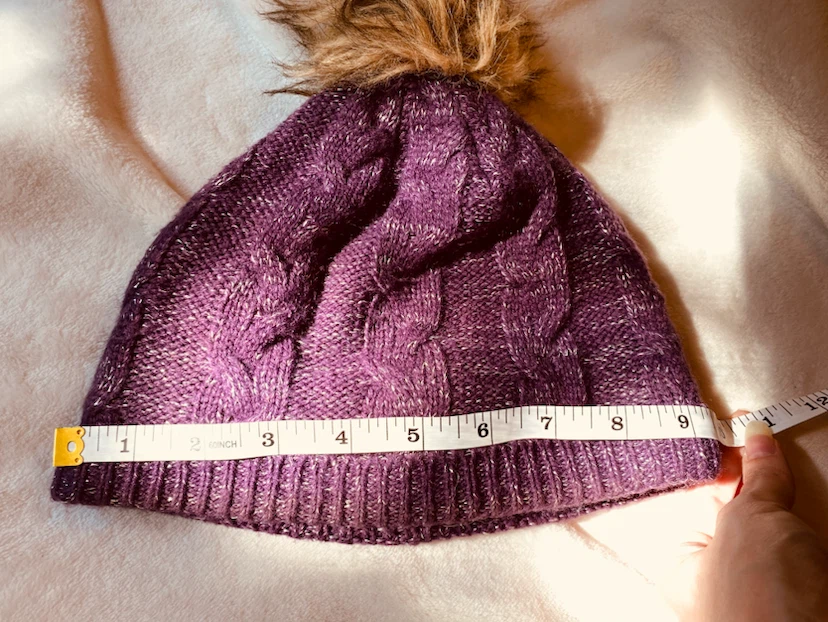 Purple Knit Beanie with Faux Fur Pom - photo 2