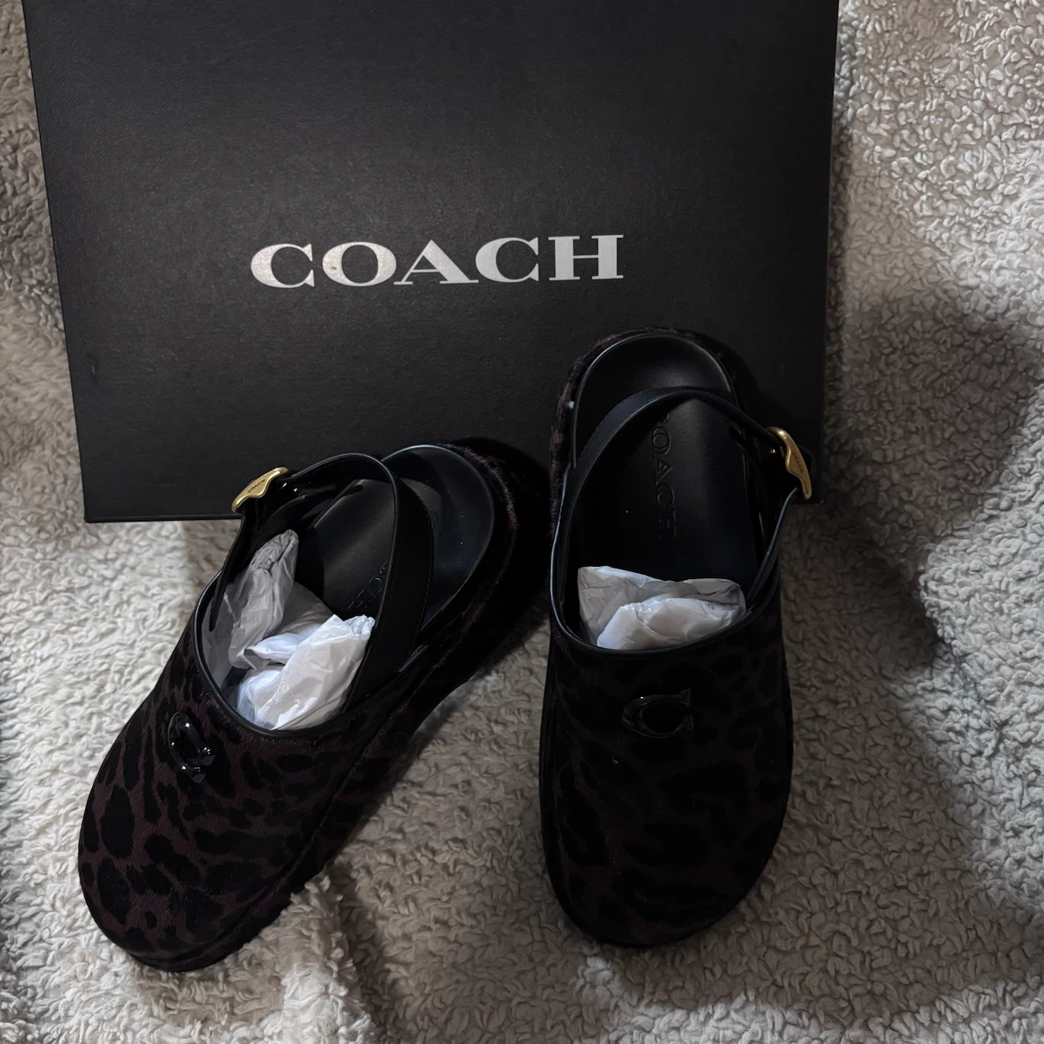 Coach Leopard Print Clogs