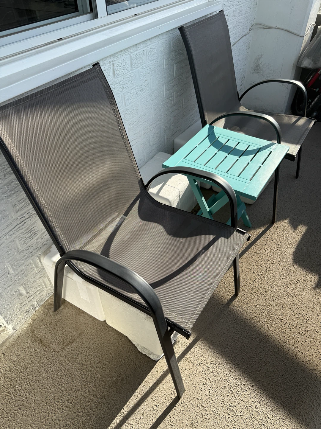 Modern Patio Set - 2 Chairs + Table - $40 - photo 2