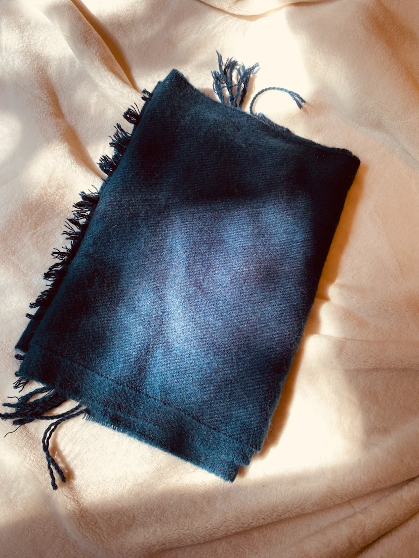 Navy Blue Fringed Scarf