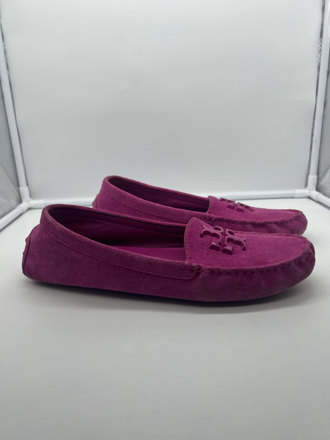 TORY BURCH Everly Dreamy Fuchsia Pink Suede Mocassin Loafers 9.5