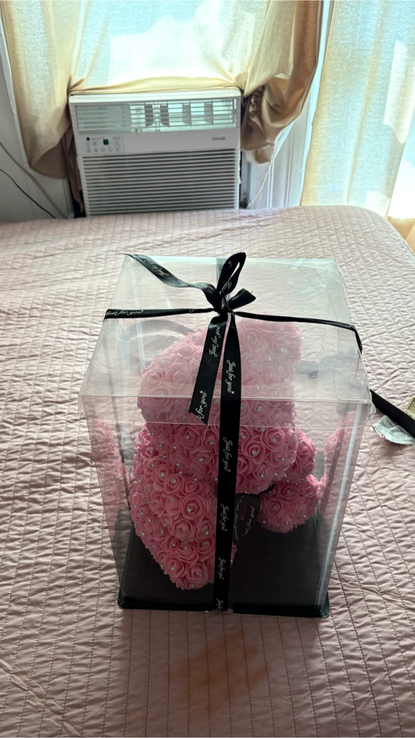 Pink Rose Bear with Rhinestones