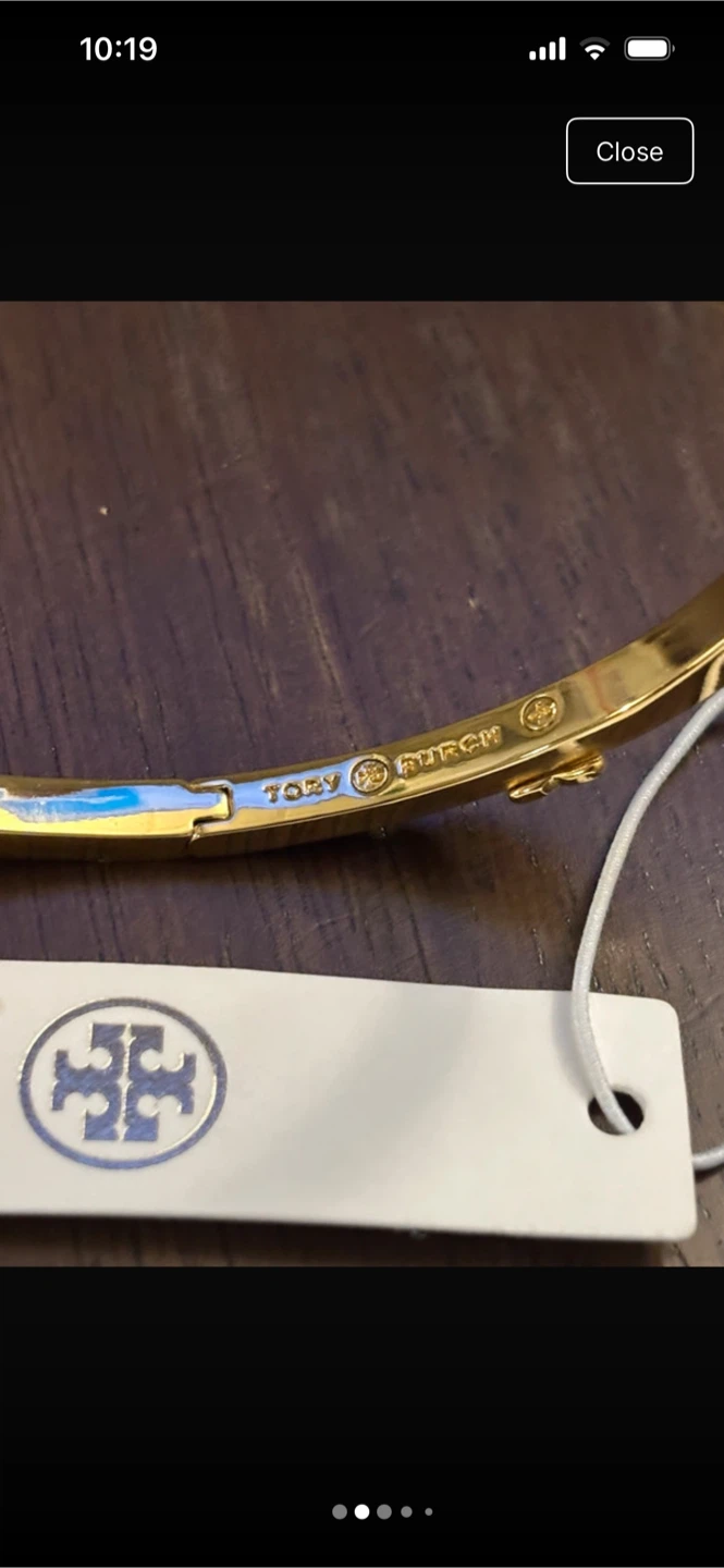 Tory Burch Black & Gold Logo Bangle Bracelet - photo 3