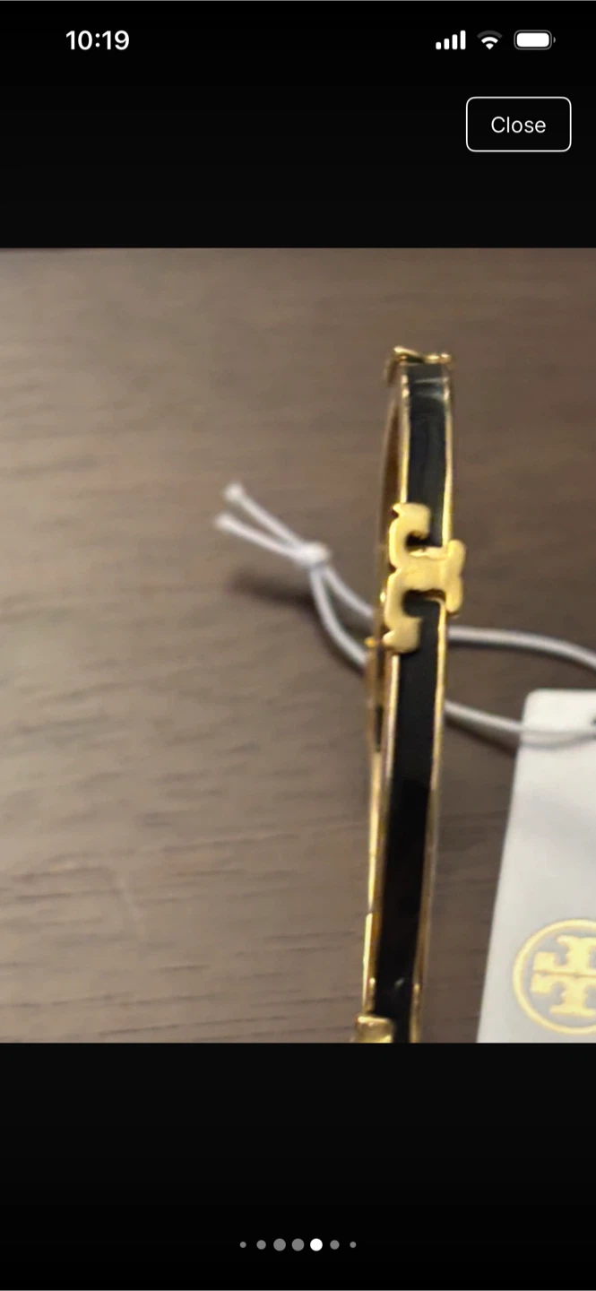 Tory Burch Black & Gold Logo Bangle Bracelet - photo 5