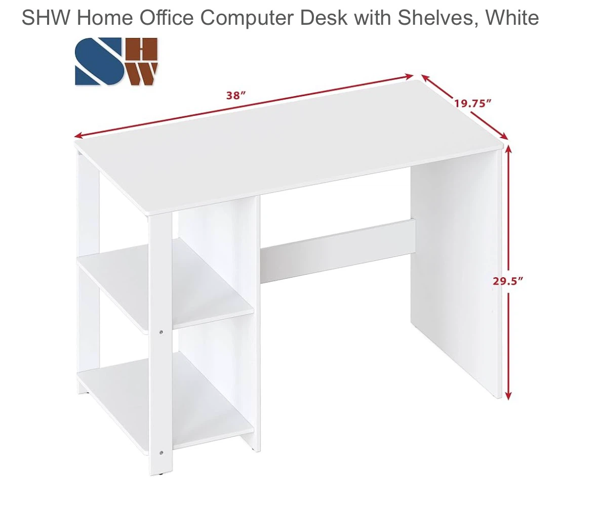 Home Office Computer Desk with Shelves - photo 4