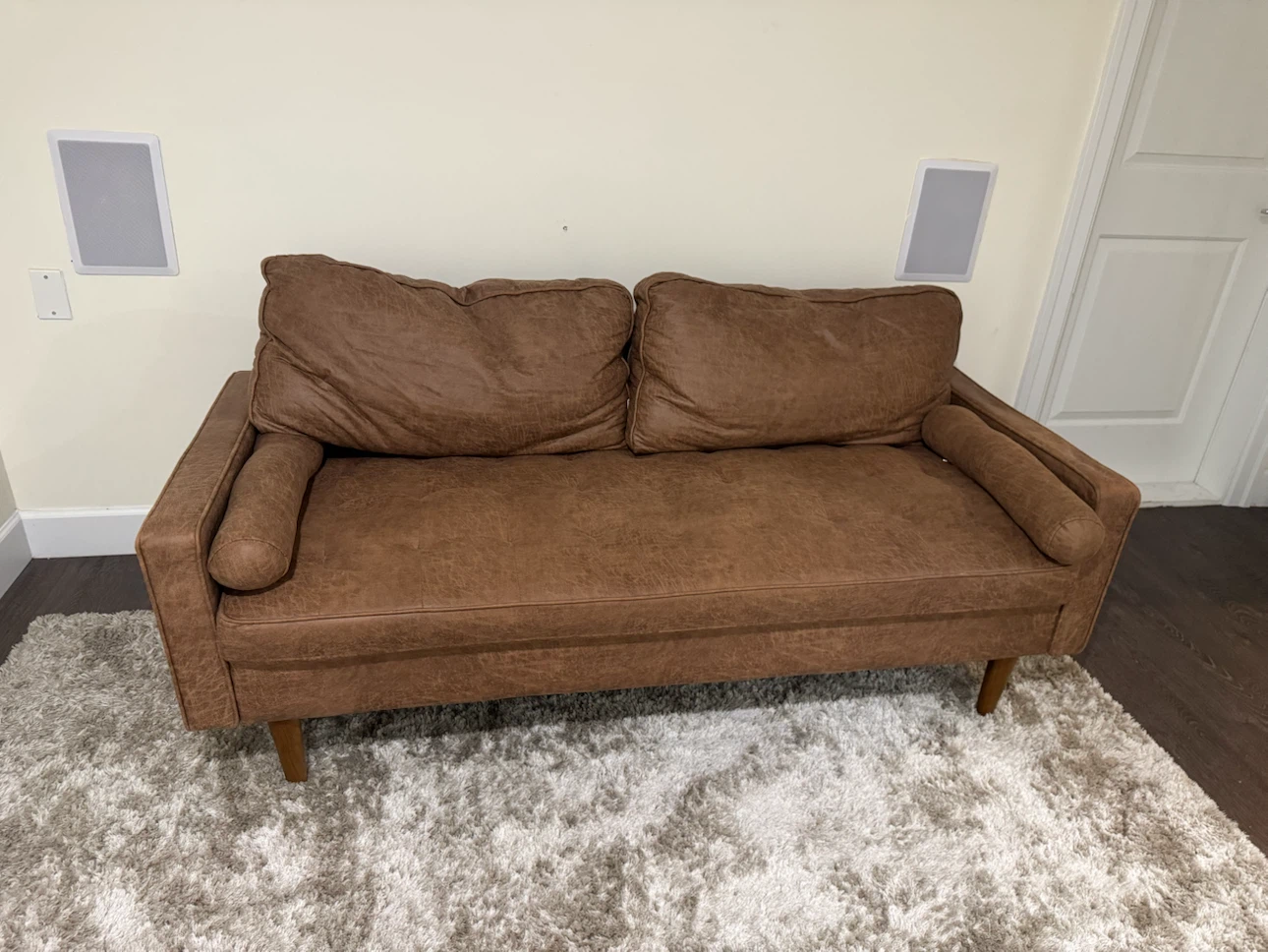 Brown Tufted Sofa with Round Bolster Arms - photo 3