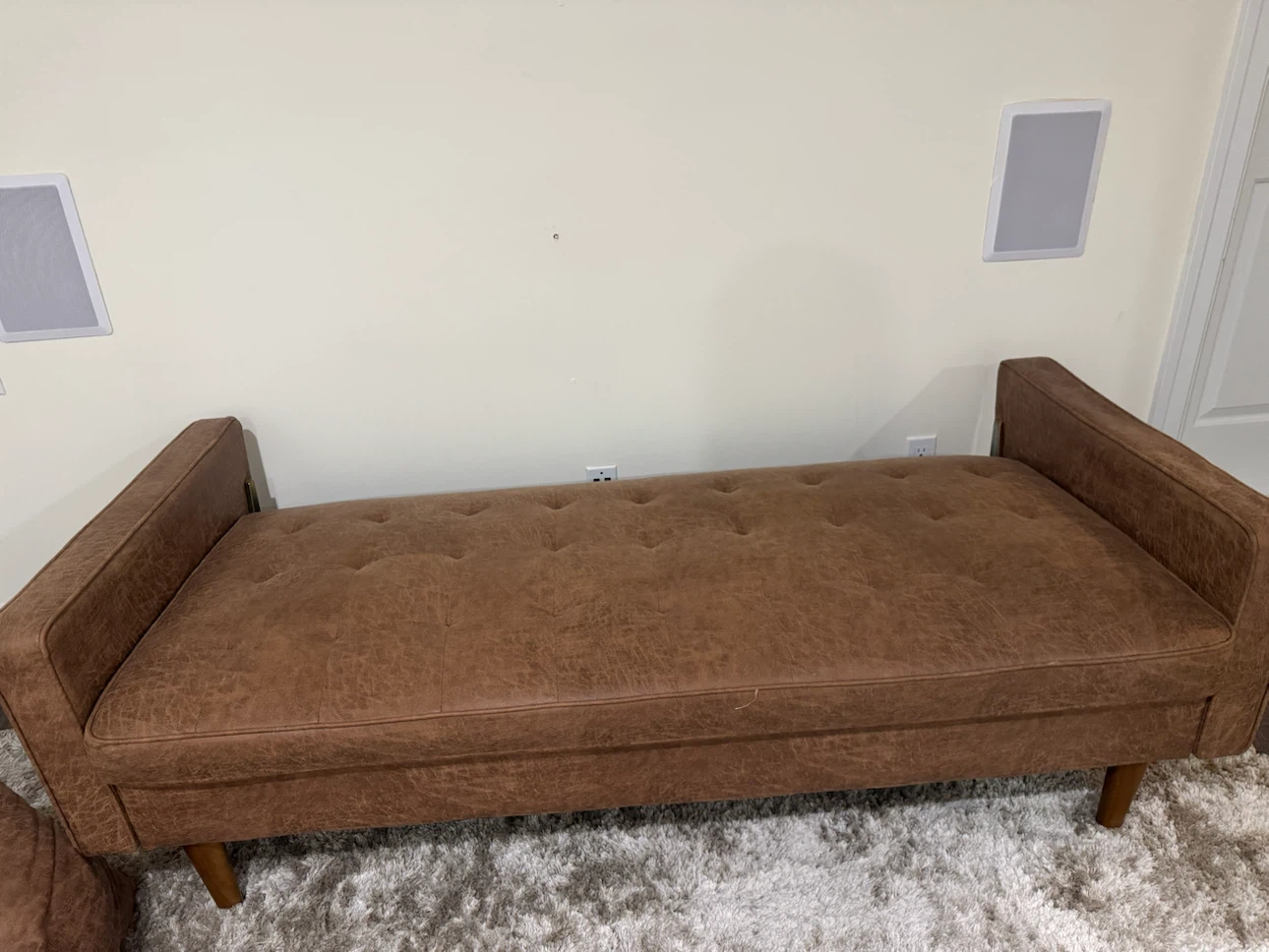 Brown Tufted Sofa with Round Bolster Arms - photo 5
