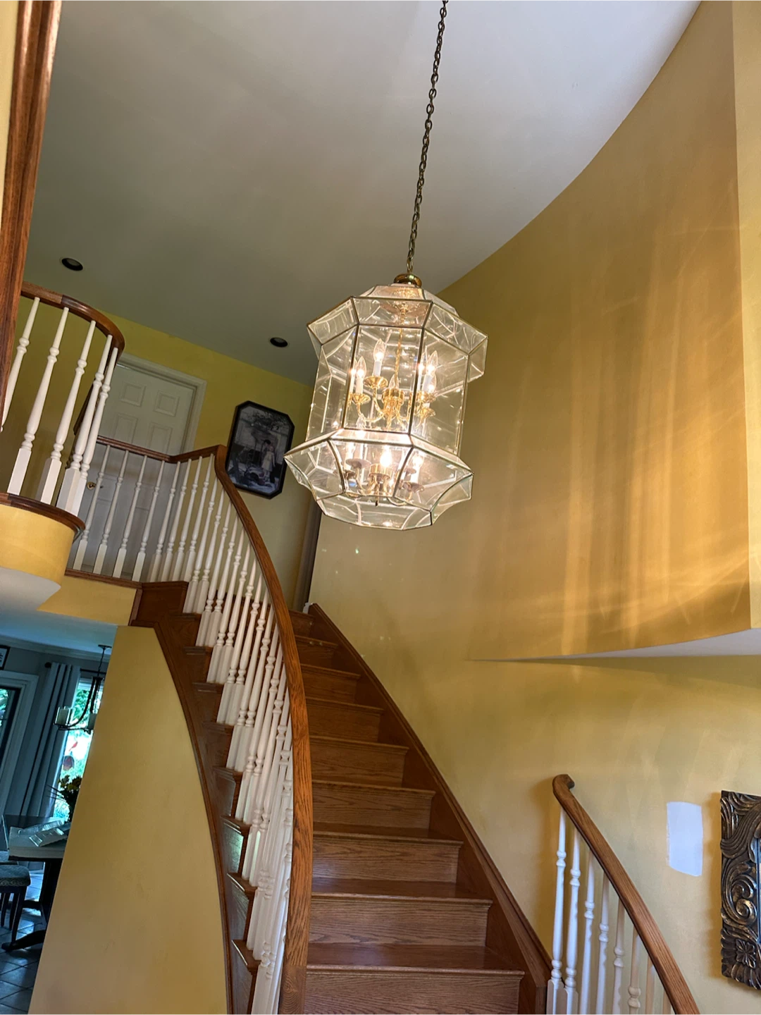 Elegant solid Brass with Leaded beveled Glass Pane Chandelier