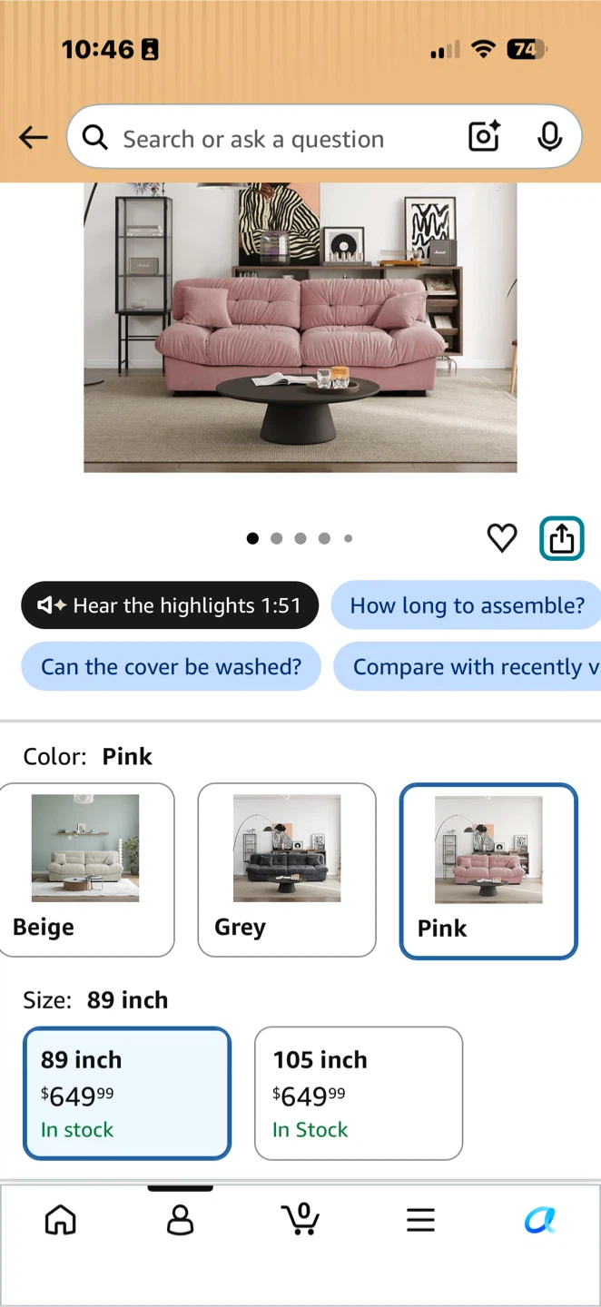 Pink Oversized Deep Sectional Couch - photo 5