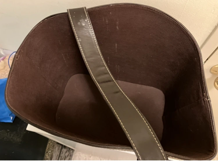 Dark Brown Faux Leather Magazine Holder Basket - photo 3