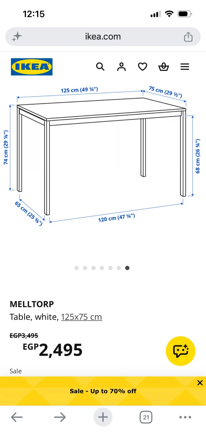 IKEA Melltorp White Dining Table 125x75 cm - photo 3