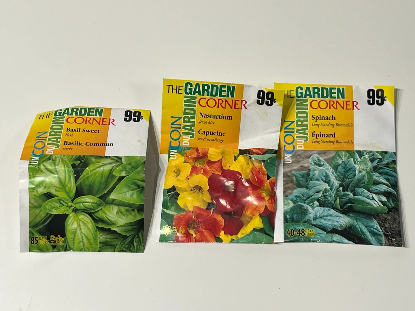Assorted Seeds - Basil, Nasturtium, Spinach