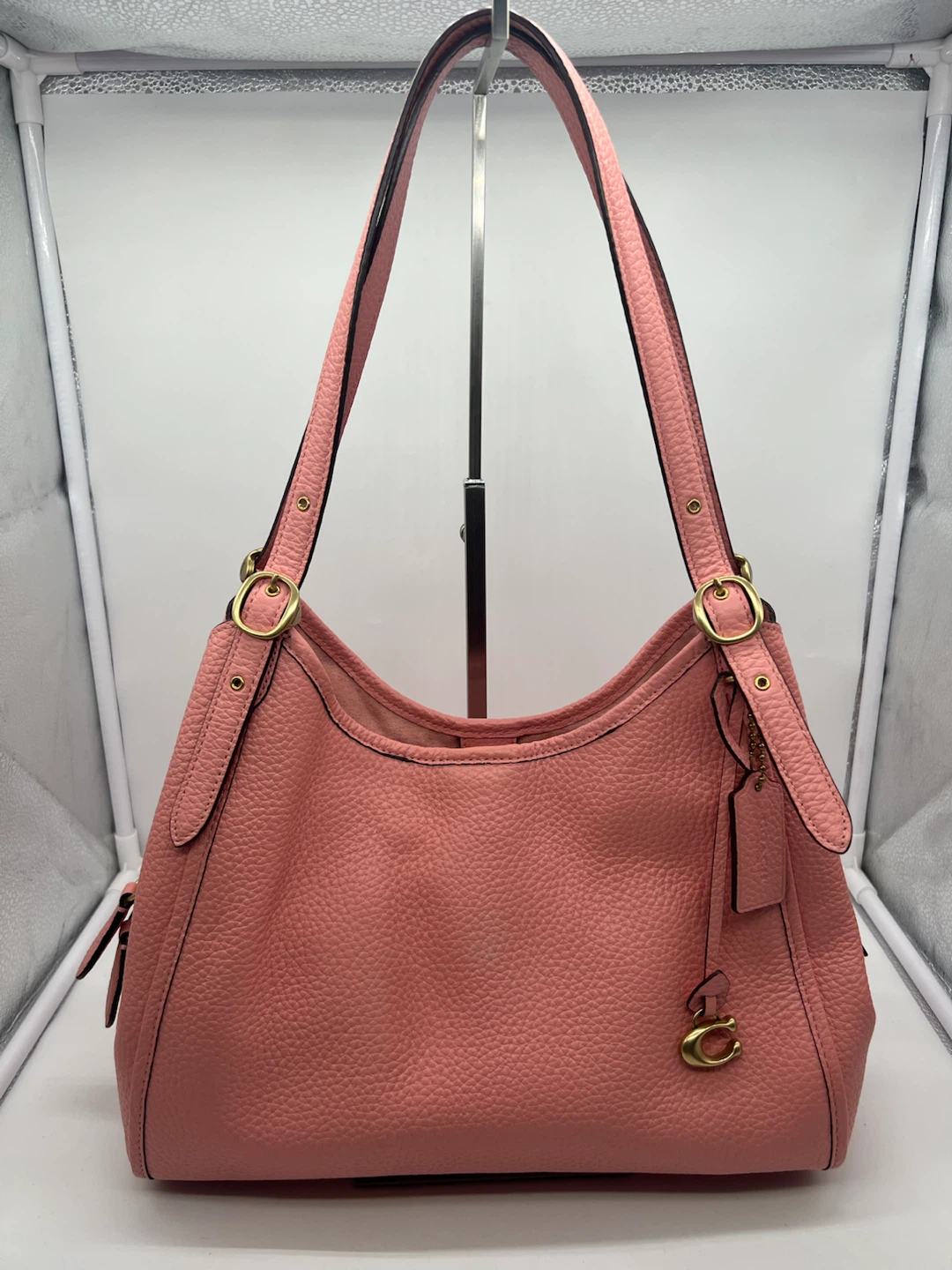 COACH C4824 Lori Candy Pink Soft Pebble Leather Shoulder Bag