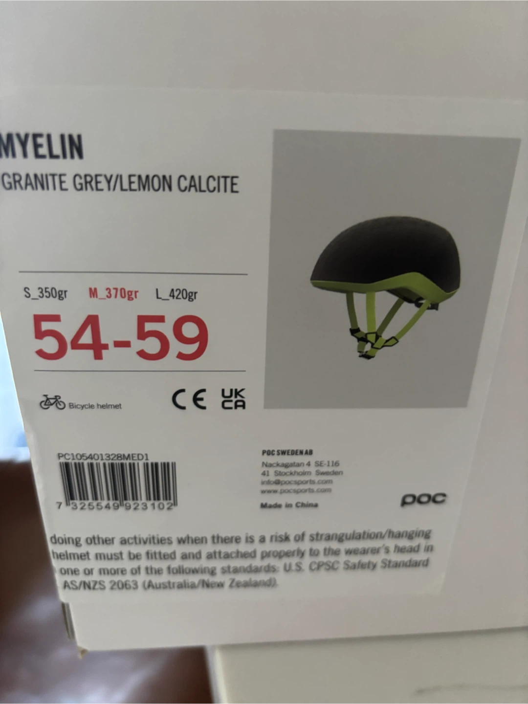 POC Myelin Bicycle Helmet - Granite Grey/Lemon Calcite
