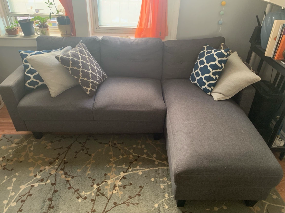 Gray Sectional Sofa with Chaise (84” wide)