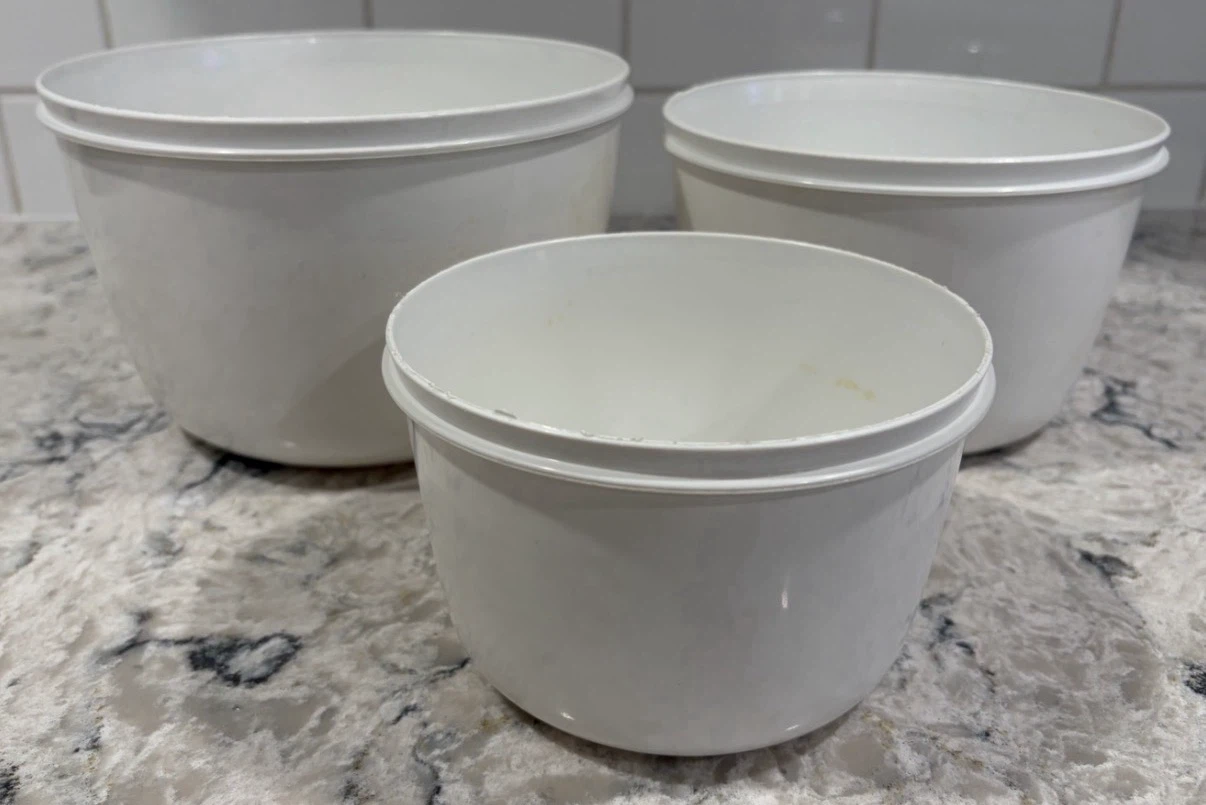 Set of 3 Plastic Mixing Bowls – Nesting Kitchen Prep Bowls”