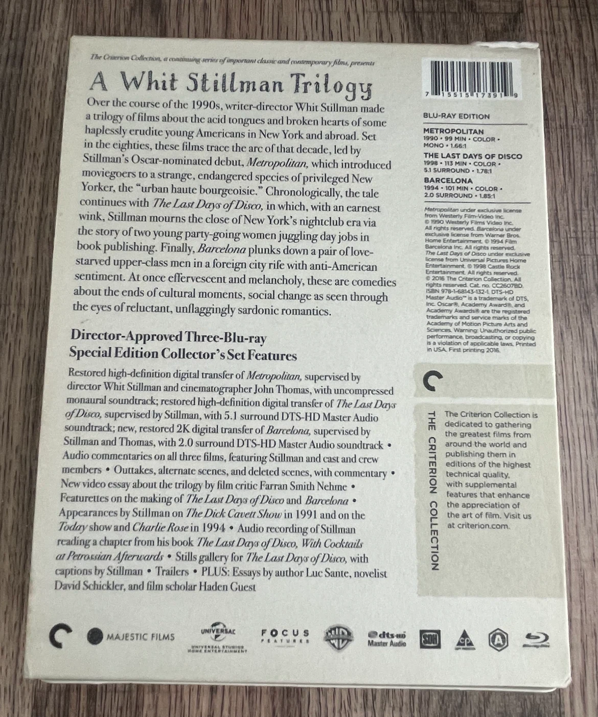 Whit Stillman Trilogy Criterion Blu Ray Box - photo 4