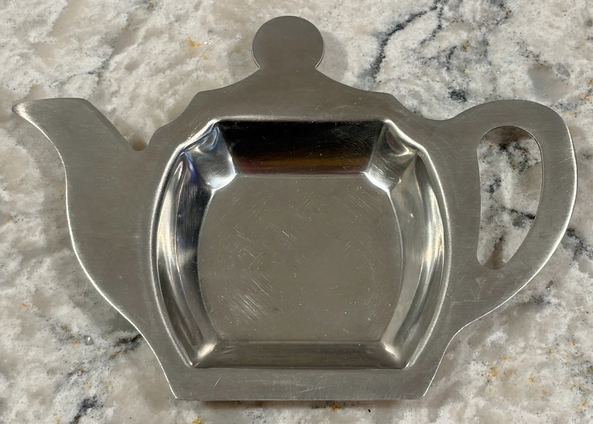 Stainless Steel Teapot Shaped Tea Bag Holder Tray