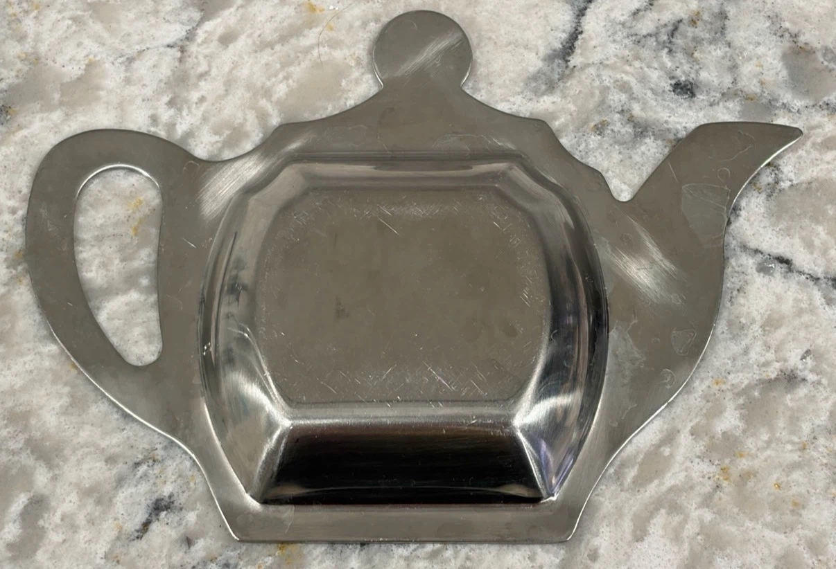 Stainless Steel Teapot Shaped Tea Bag Holder Tray - photo 2