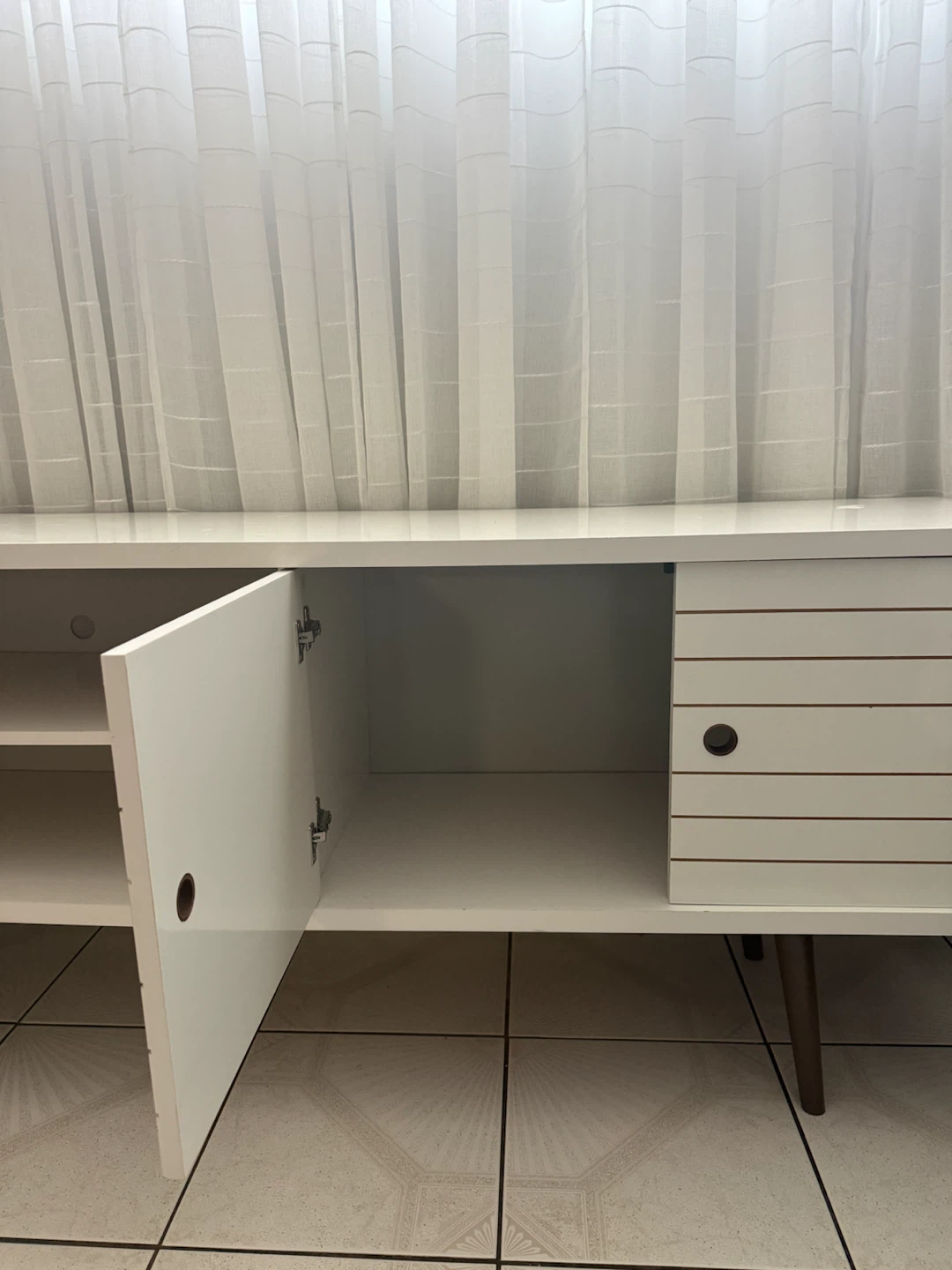 White TV Stand with Cabinet - photo 4