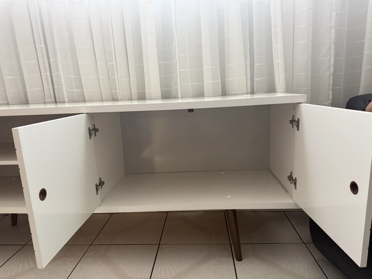 White TV Stand with Cabinet - photo 5
