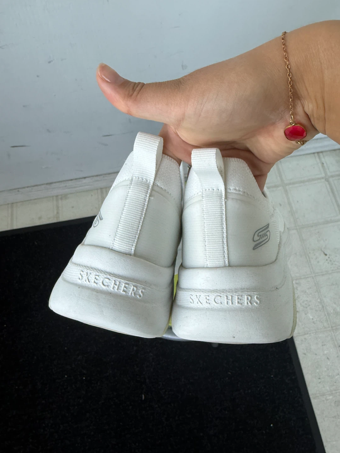 White Skechers Memory Foam Sneakers - photo 4