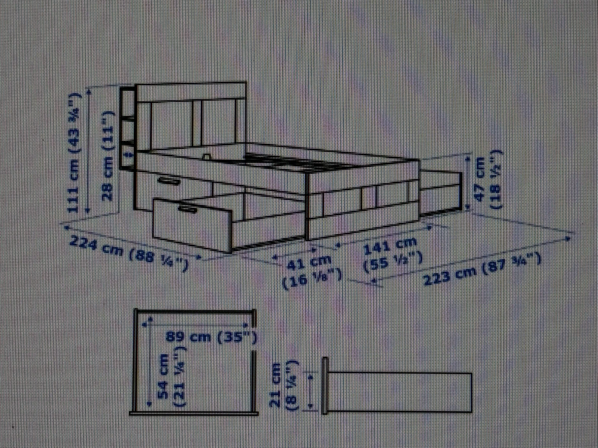 BRIMNES Bed Frame with Storage & Headboard - Gray, Full - photo 3