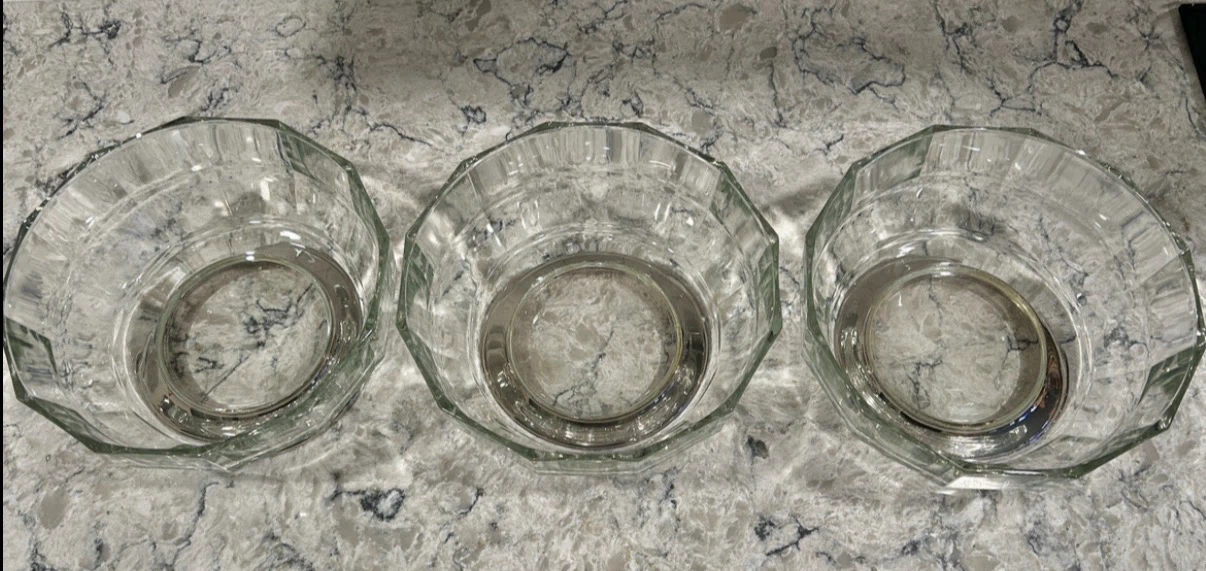 3 Vintage Cut Glass Serving Bowls w/ Silver Plated Bases - photo 2