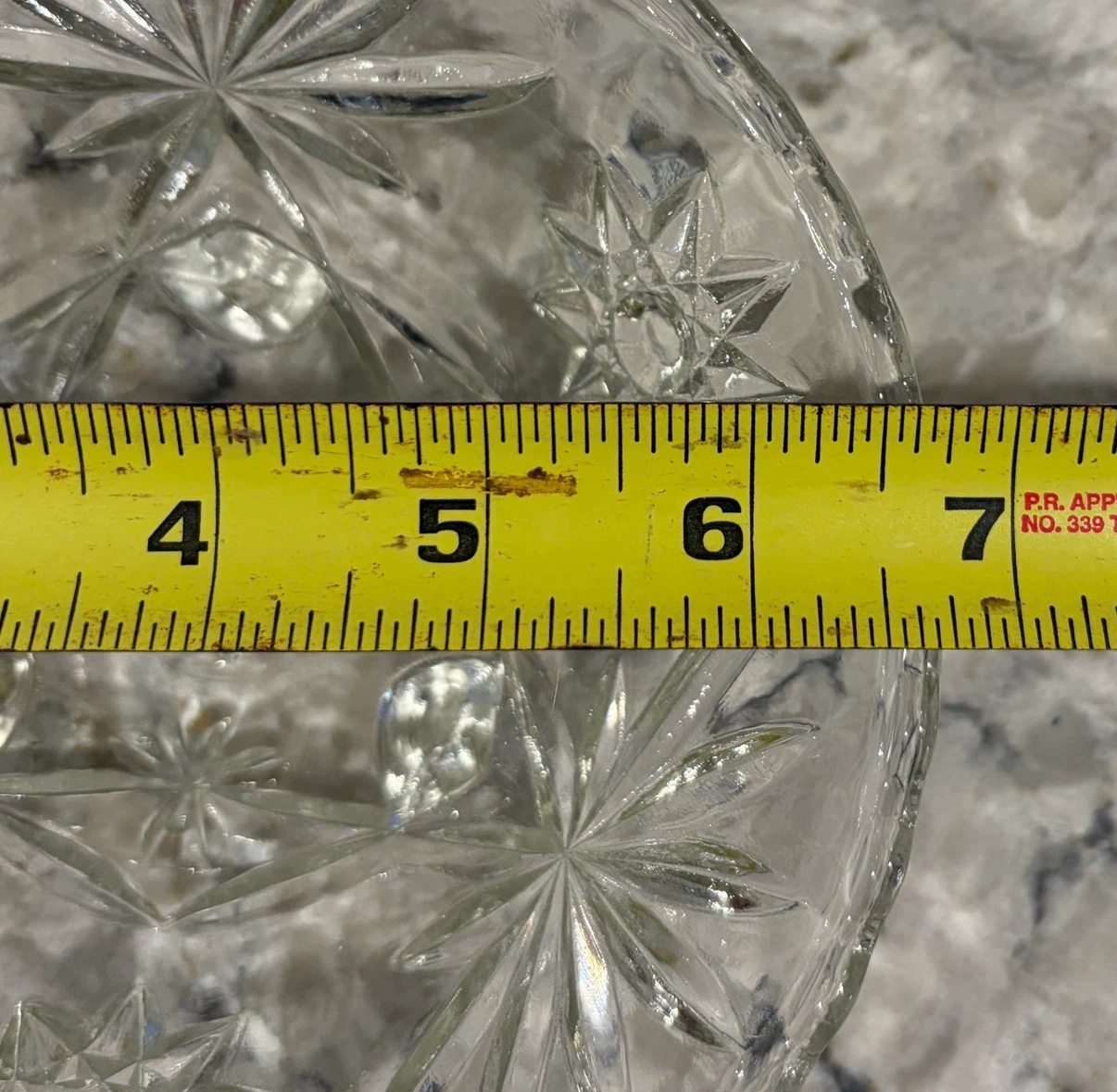 Footed Pressed Glass Bowl – Starburst Pattern Candy / Berry Dish - photo 4