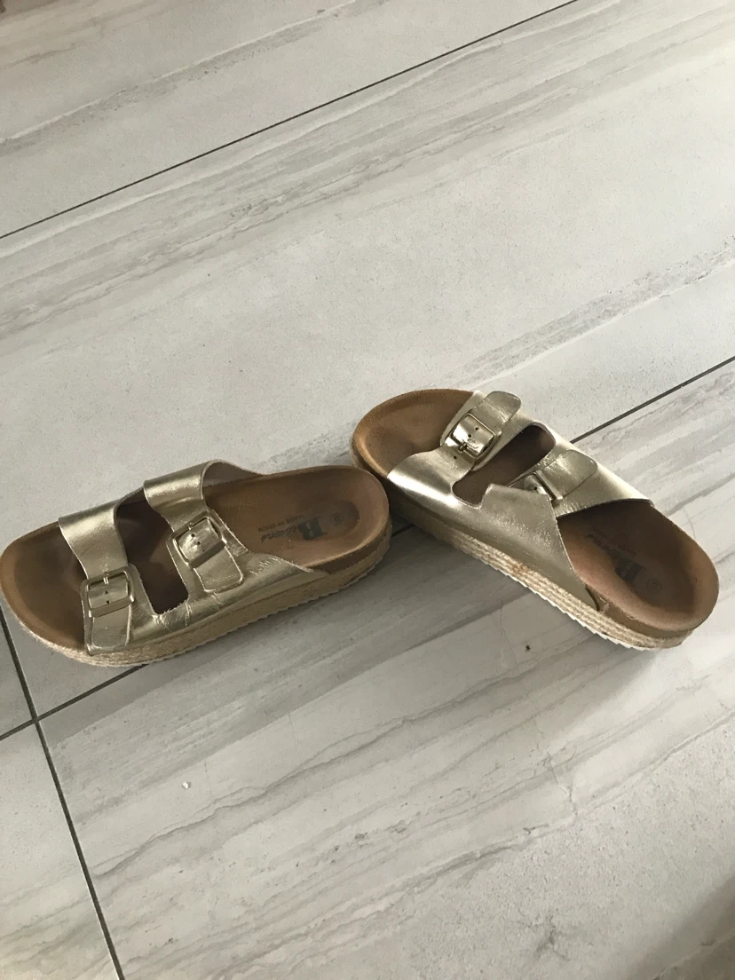 Browns Gold Double Strap Sandals