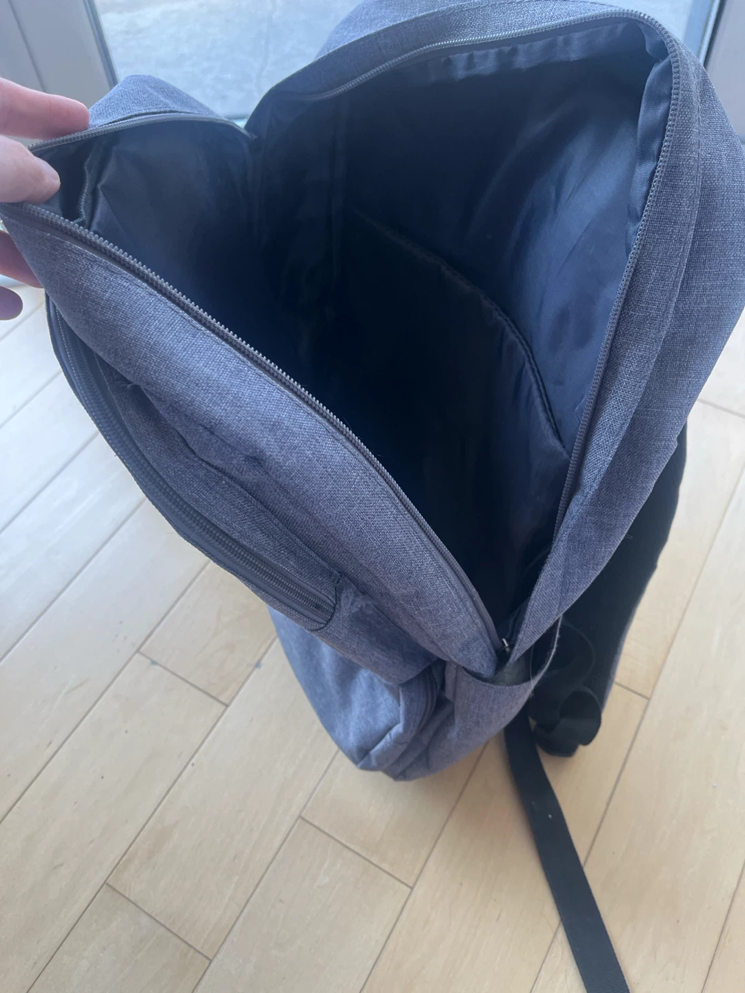 Grey Backpack with Faux Leather Accents - photo 2
