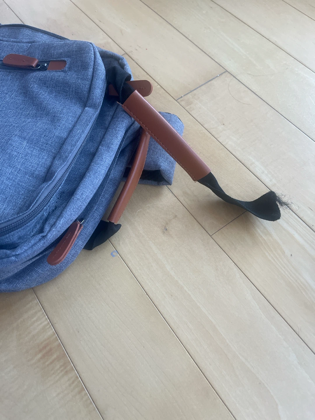 Grey Backpack with Faux Leather Accents - photo 3