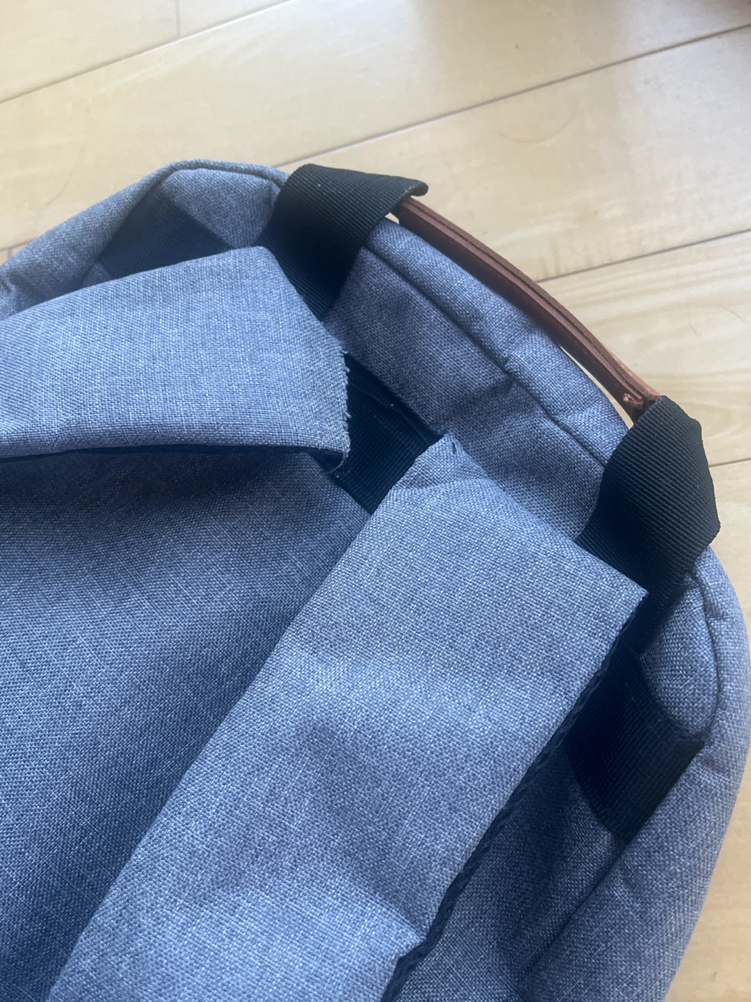 Grey Backpack with Faux Leather Accents - photo 4