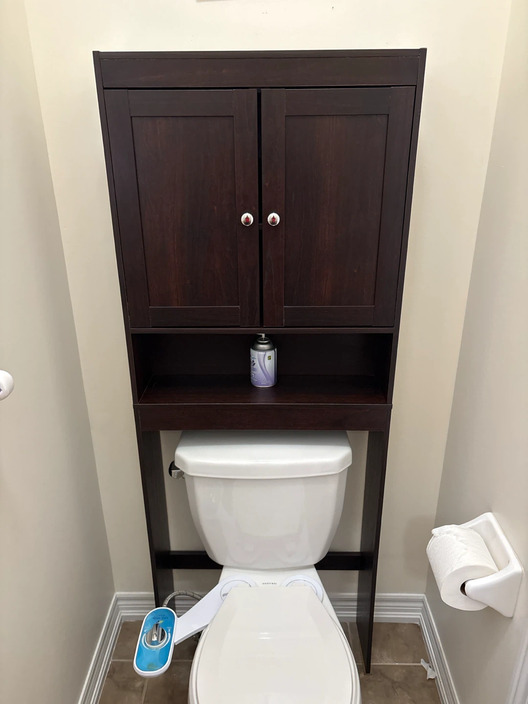 Dark Wood Over-the-Toilet Storage Cabinet