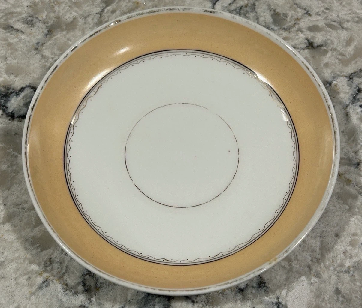Vintage Saucer Dish - Peach/Beige & White