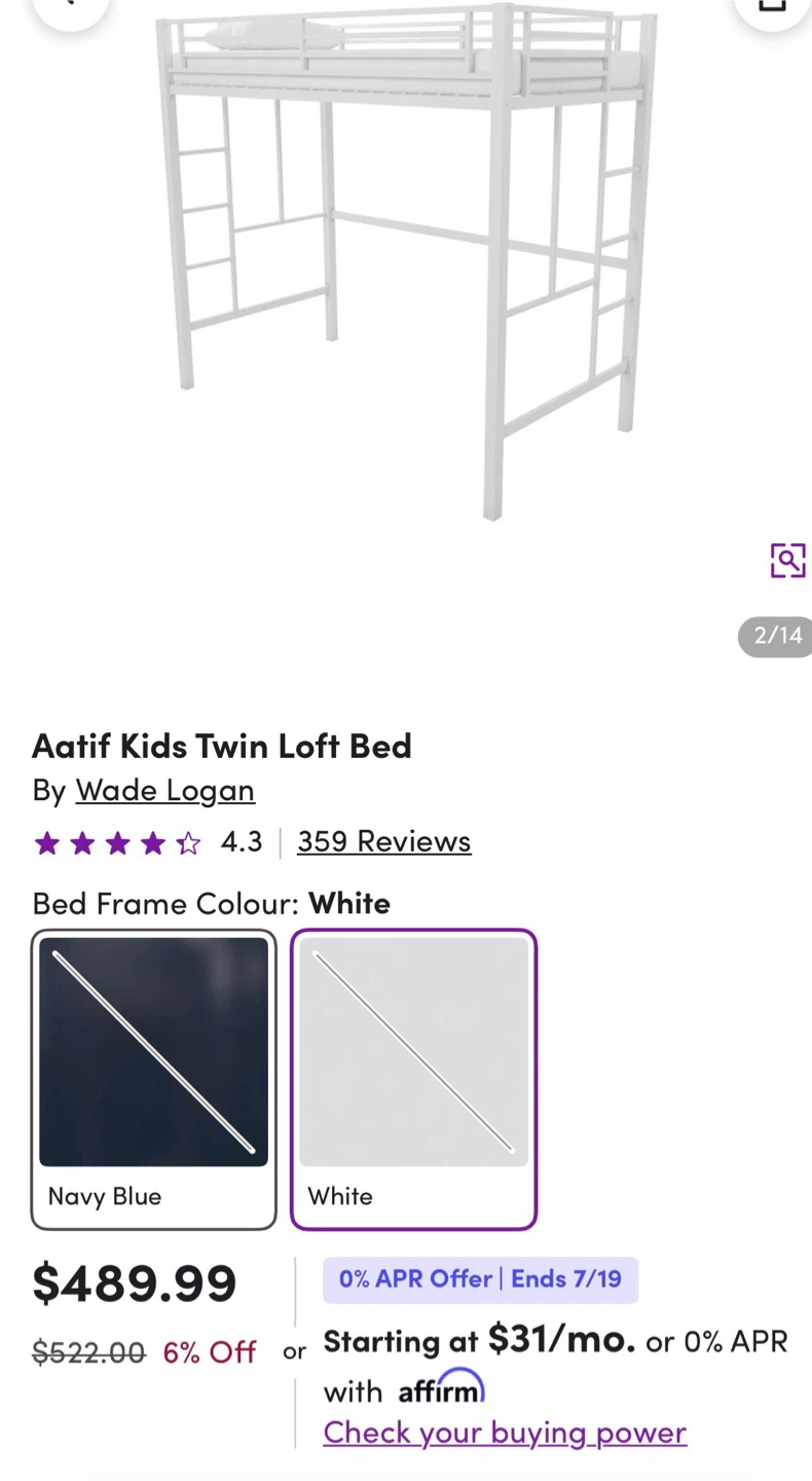 Aatif Kids Twin Loft Bed - photo 2