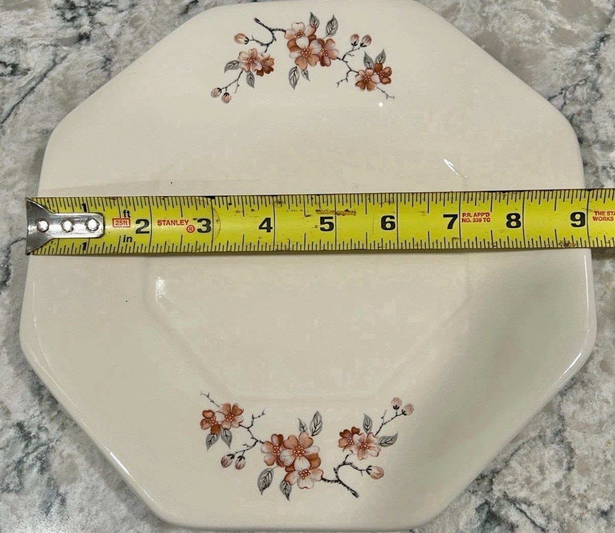 Vintage Octagon Serving Plate with Floral Design - photo 2