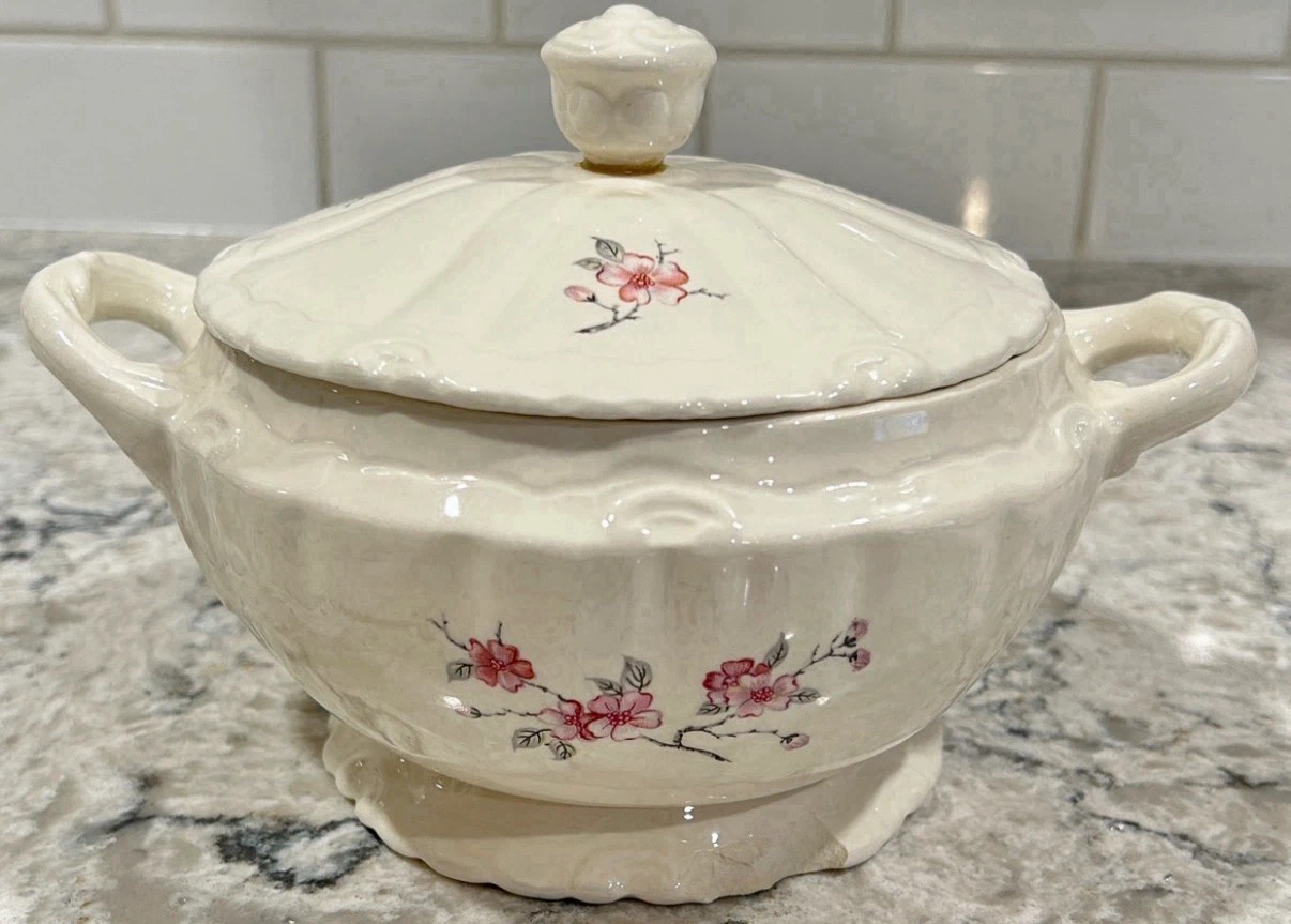 Vintage Floral Serving Bowl with Lid