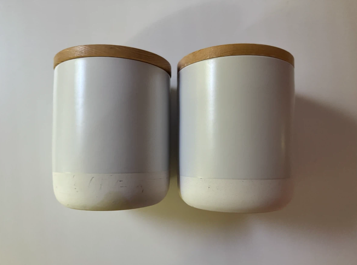 Threshold Brand White Ceramic Canisters with Wood Lids