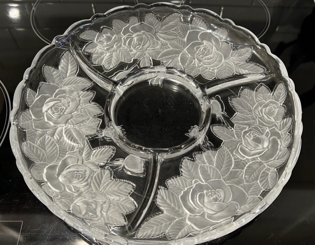 Studio Nova Winter Rose Crystal Divided Serving Platter 14”