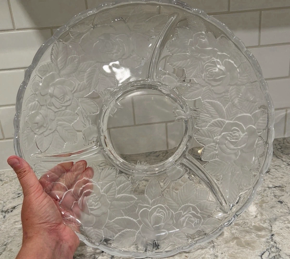 Studio Nova Winter Rose Crystal Divided Serving Platter 14” - photo 2