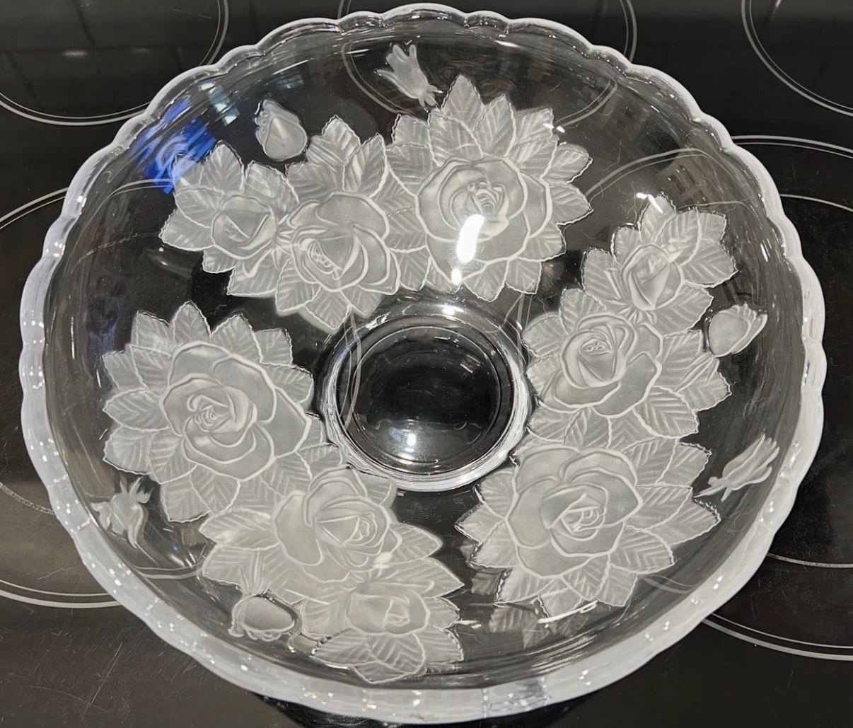 Studio Nova Winter Rose Large Crystal Salad Serving Bowl 12”