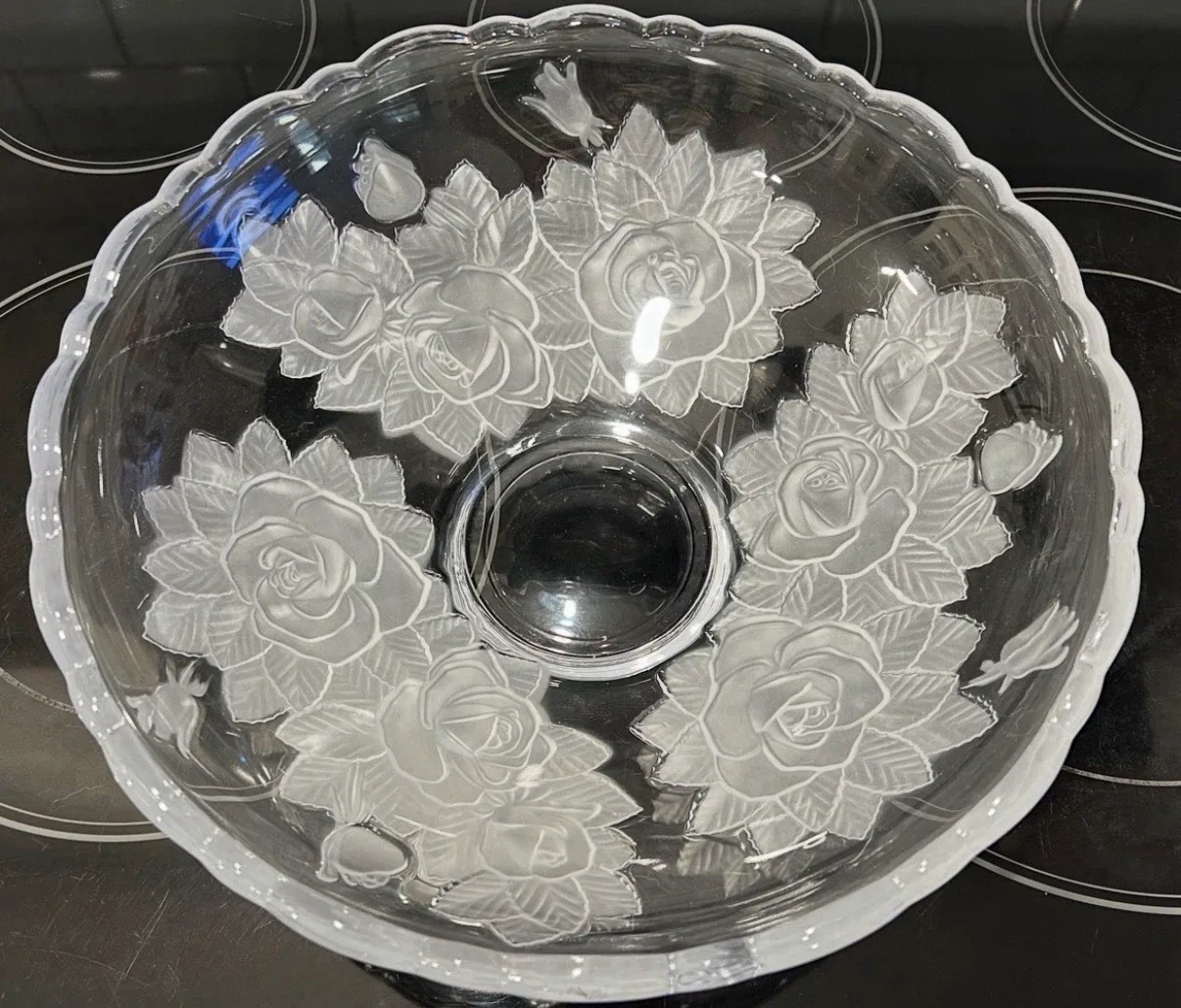 Studio Nova Winter Rose Large Crystal Salad Serving Bowl 12”
