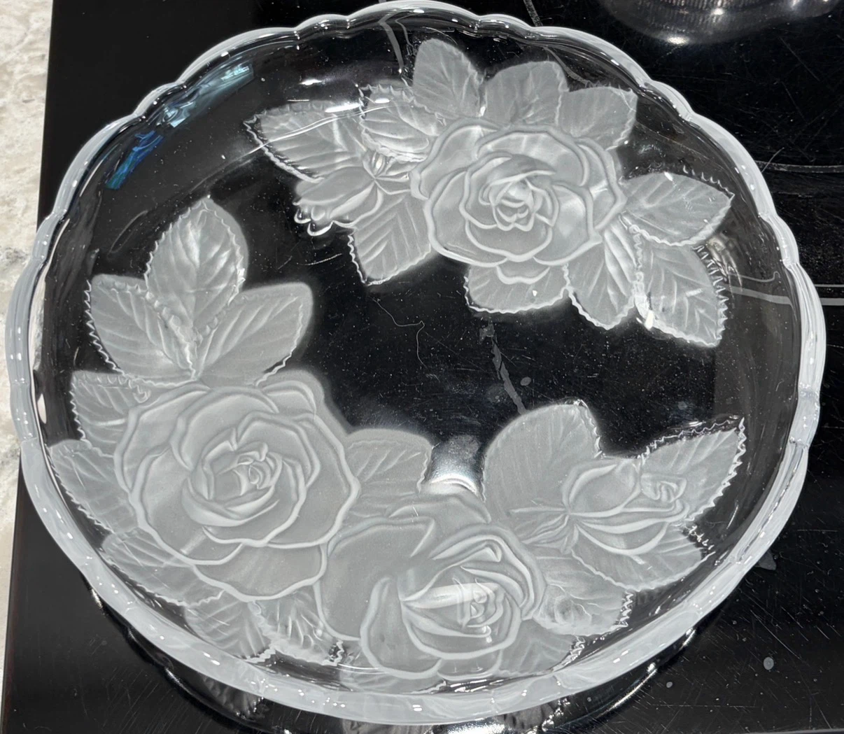 Winter Rose Style Floral Cake Plate 7”