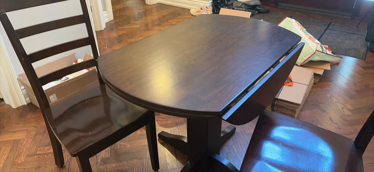 Dark Wood Drop Leaf Dining Table and Chairs Set - photo 2